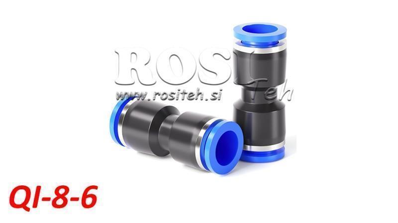 PNEUMATISCHER STECKER GERADER ANSCHLUSS REDUZIEREND TPA OHNE GEWINDE QI-8-6