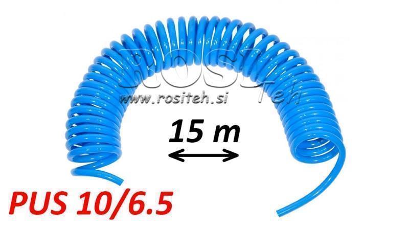 PUS 10/6.5 15m UNASSEMBLIERT BLAUER LUFTSPIRALSCHLAUCH