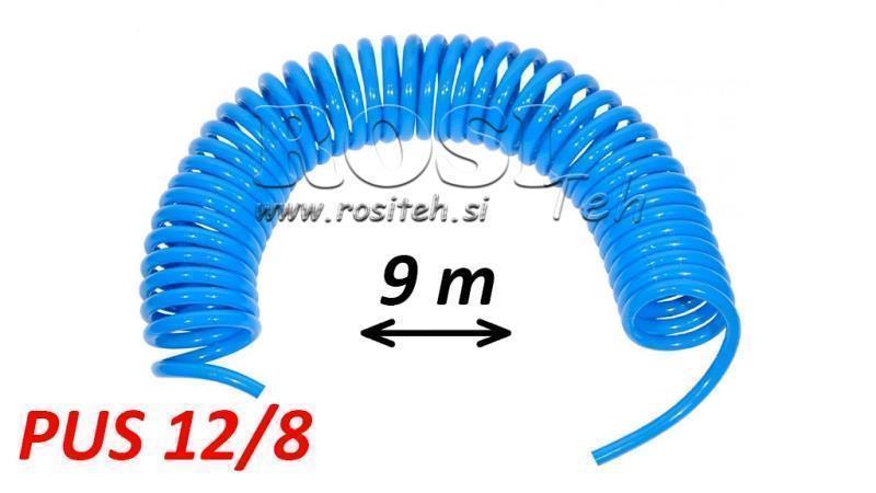 PUS 12/8 9m NIEUMEBLOWANY NIEBIESKI WĄŻ POWIETRZNY SPIRALNY