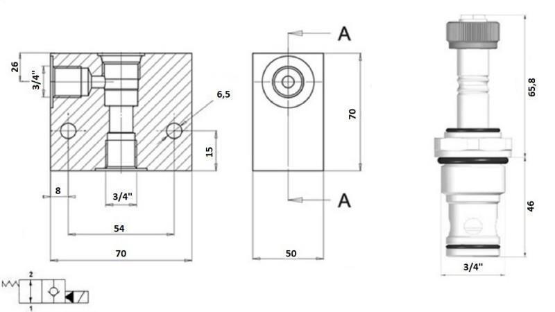 2 wegeventil 3/4 (NO) 24V - 120lit