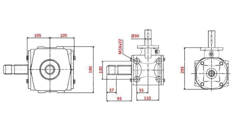 REDUCTOR DE ÁNGULO 1:1.56 (56HP-43kW)