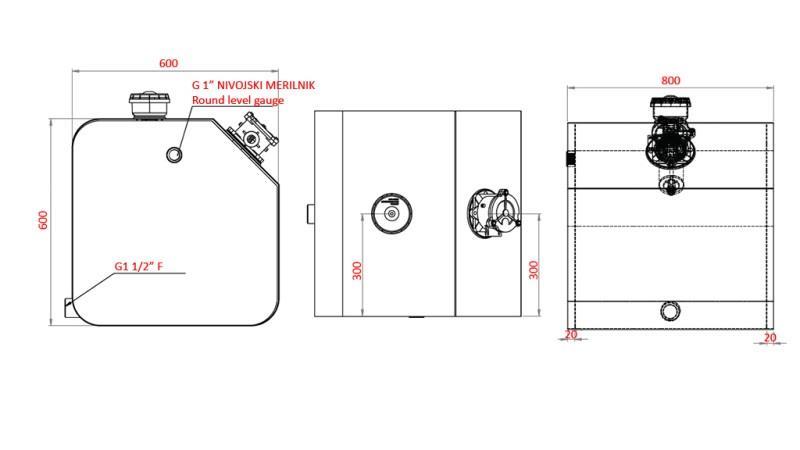 METALLTANK TOP 250 Lit 600x600x800mm