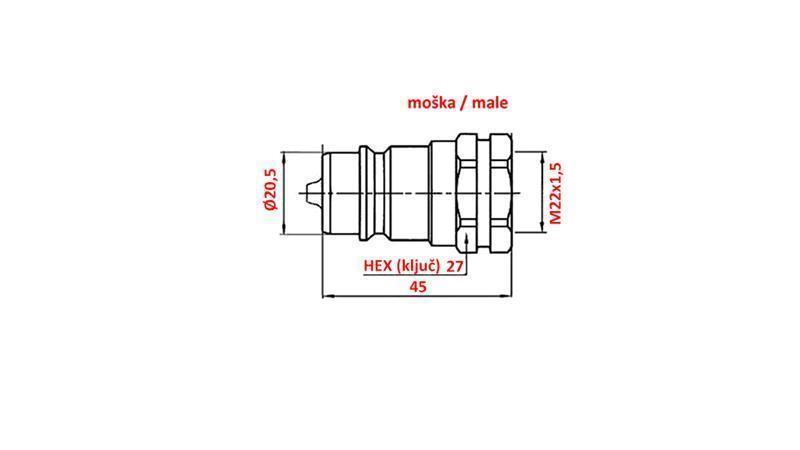 BRZA SPOJKA TRACTOR MUŠKA M22x1,5