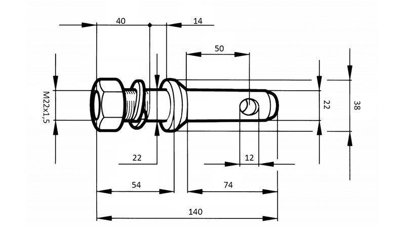 MONTAGEKEIL fi22mm MIT GEWINDE M22x1,5