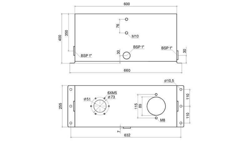 METALLTANK 45 LITER WÜRFEL 445x255x600mm RÜCKLAUFFILTER VORBEREITUNG