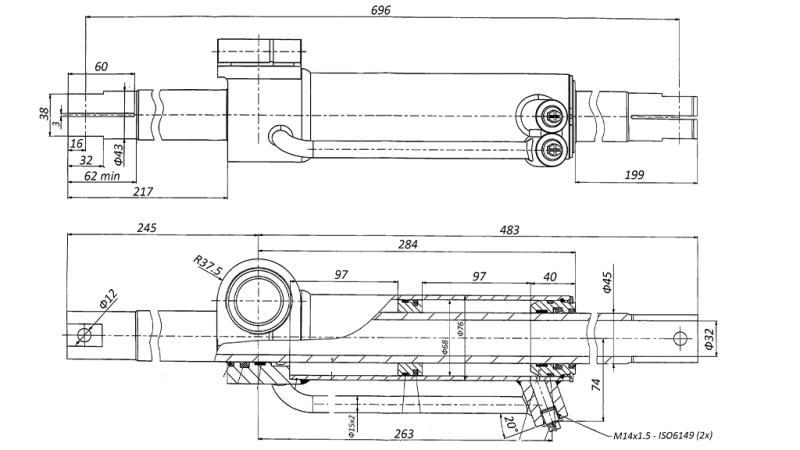 HYDRAULISCHER LENKZYLINDER MASSEY FERGUSON  OEM-6202491M91, 3773713M91, 3763762M91