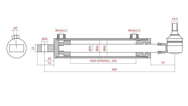 HYDRAULISK STYRINGSSYLINDER FIAT-NEW HOLLAND OEM-5189891
