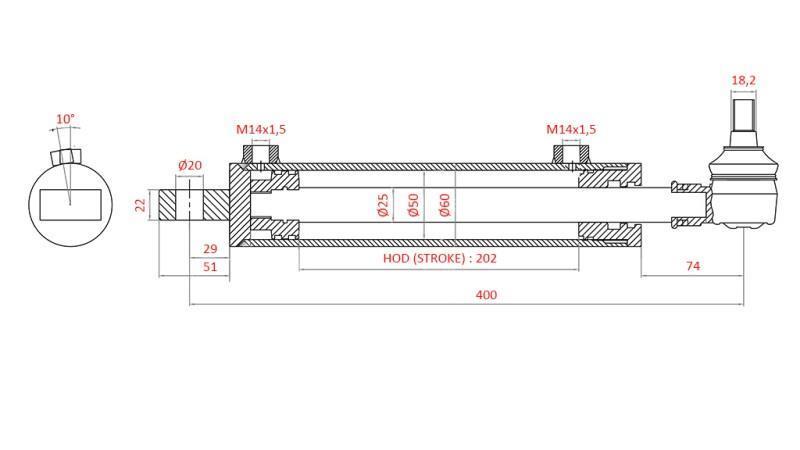 HIDRAVLIČNI VOLANSKI CILINDER FIAT-NEW HOLLAND OEM-5189891