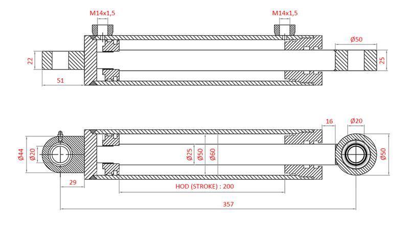 HYDRAULIC POWER STEERING CYLINDER FIAT-NEW HOLLAND OEM-5142046, 5142052, 5142054, 5143971, 5156717