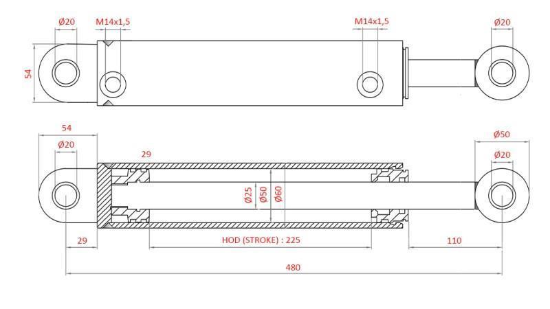 CILINDRO DE DIREÇÃO HIDRÁULICA FIAT-NEW HOLLAND OEM-5189893