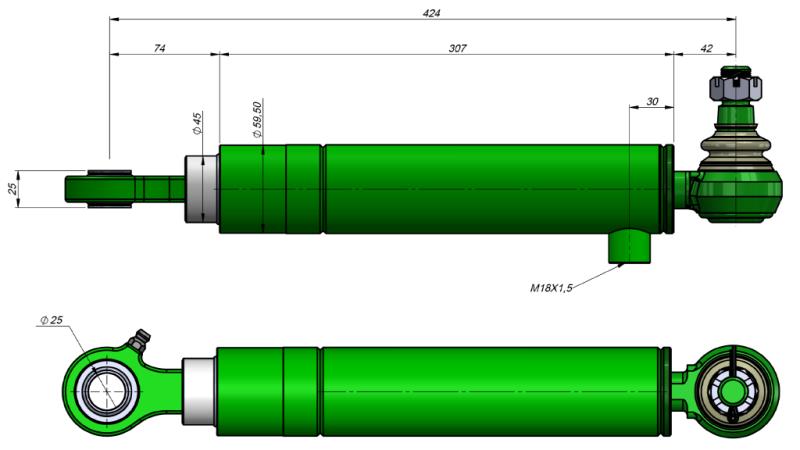 HIDRAULIKUS KORMÁNY HENGER JOHN DEERE  OEM-AL61553, AL34542, AL36565, AL112919, RE17356