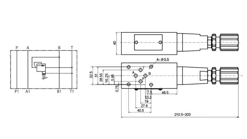 SAFETY VALVE CETOP 3 (B) 15-315 BAR