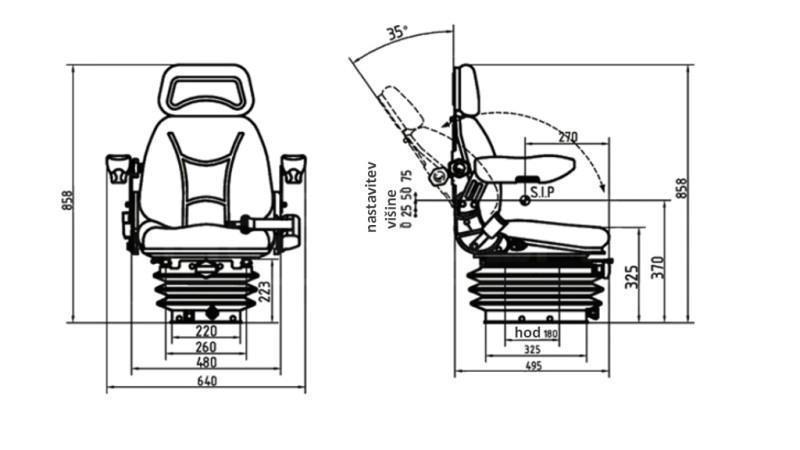 UNIVERSAL SEAT FOR TRACTOR AND OTHER MACHINES WITH ARMREST -COMFORT 