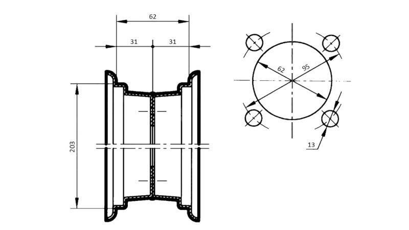 KOLESO 2.50x8 (pre pneumatiku 4.00-8)