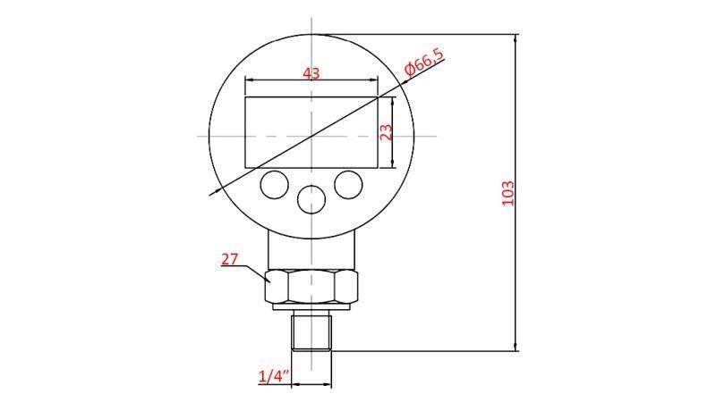 DIGITALER MANOMETER DN63 VERTICAL 0-600 BAR - 1/4