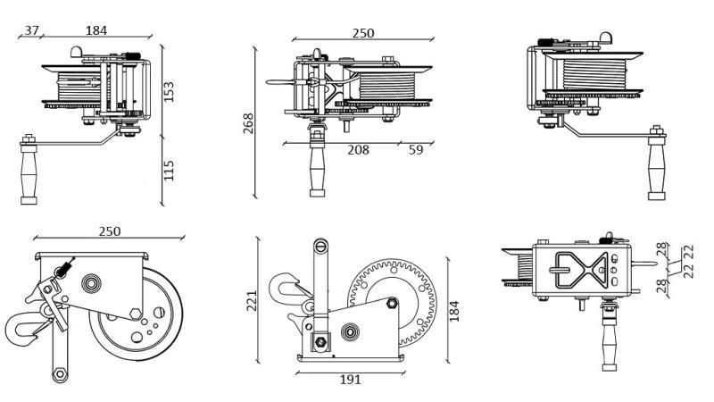 MANUAL HAND WINCH DWK 35 V - 1588 kg - BELT