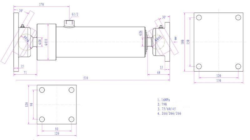 CILINDRO TELESCÓPICO 3 EXTENSIONES 805MM K3B-5T
