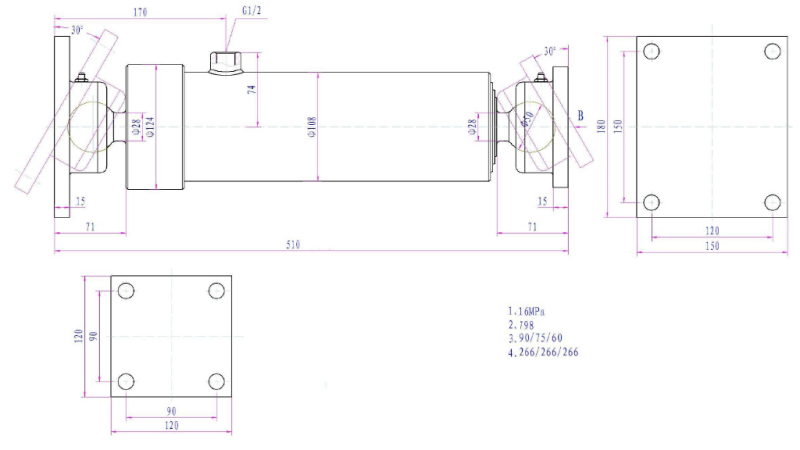 CILINDRO TELESCOPICO 3 SFILATE  805mm K3B-7T