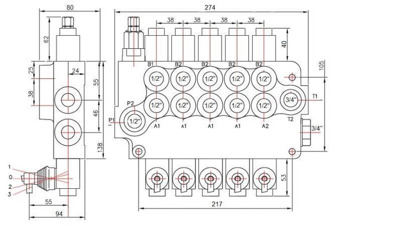 HYDRAULIKVENTIL 5xP80