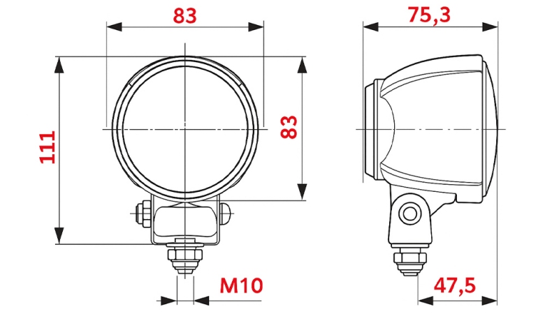 KRUŽNA RADNA SVJETLOST TRAKTORA H3 HELLA HALOGEN