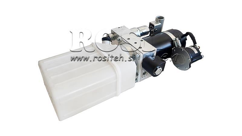 MINI HYDRAULICKÁ JEDNOTKA 24V DC - 0,8kW = 0,5cc - 1,5 lit - jednosmerný (PVC) s ručnou pumpou