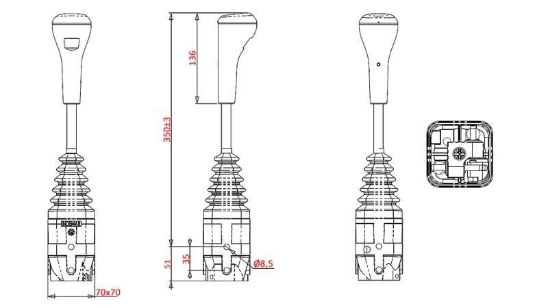 JOYSTICK INDEMAR FÜR SEIL MIT GABEL - OHNE TASTE