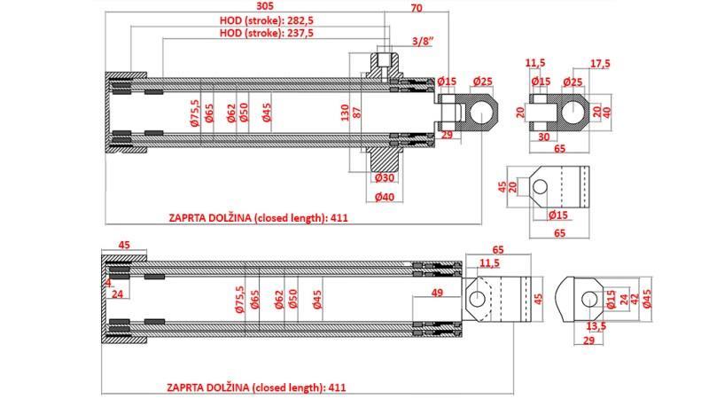 KIPPZYLINDER Tehnostroj HUB 520mm