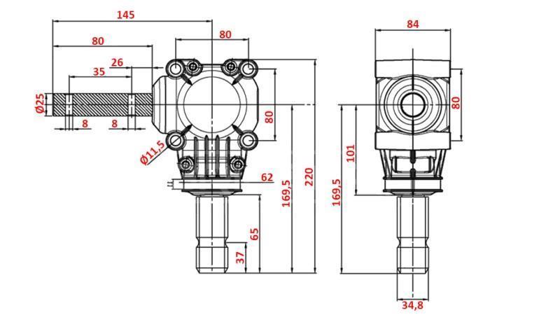 RIDUTTORE D'ANGOLO L-150J 1:1 (12HP-9kW)