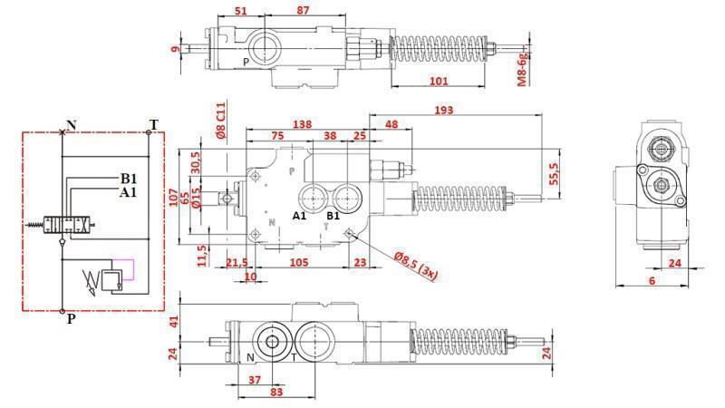 HYDRAULICKÝ VENTIL 1xP80 A7 ZS1/G STROJ NA OKOPÁVANIE