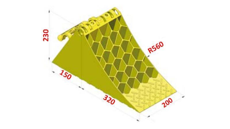 Cale De Roue 200 Mm Norme DIN 76051-53 - Polyéthylène, Certifiée TÜV, Pour Charges Jusqu'à 6,5 Tonnes