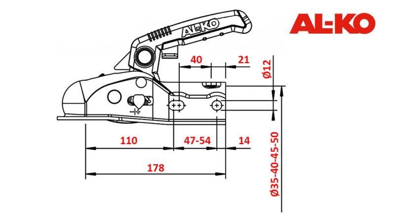 AUTÓPÓTKOCSI HUZÓ AL-KO AK-270 KAMPÓ GÖMBÖS 2.700 kg FI35-40-45-50