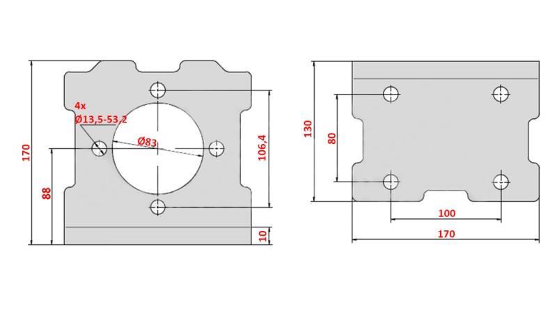 ANGULAR CARRIER FOR HYDRAULIC MOTOR MP+MR+MS eco