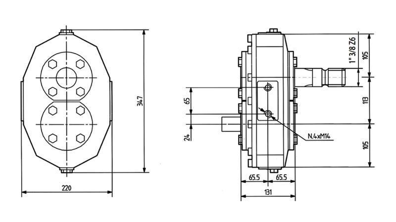 REDUKTOR INVERZIA MR-90 1:1 (85HP-62,6kW)