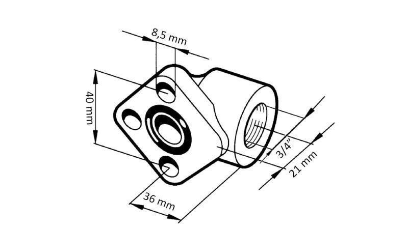 CONEXIUNE ȚEAVĂ 3/4 - FLANȘĂ ÎN UNGHI fi 40