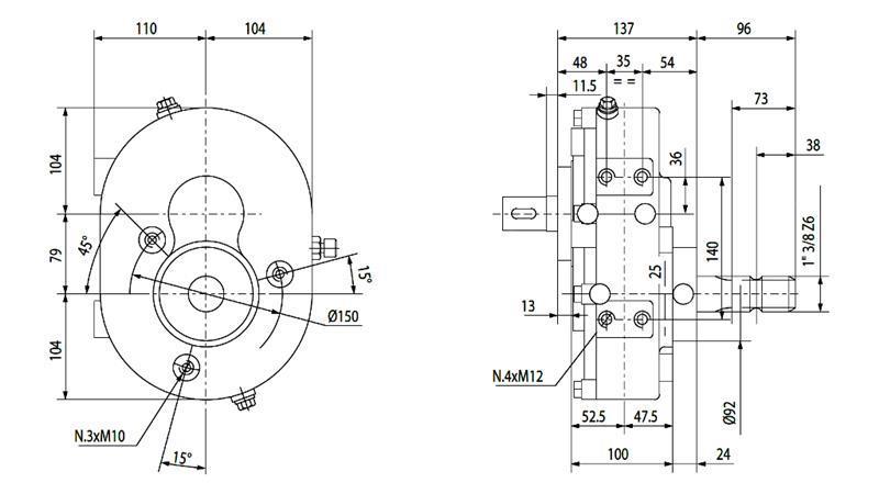 REDUZIERER INVERSION A-3A 1:1 (30HP-22.1W)