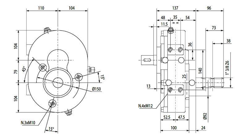 INVERSIONE DEL RIDUTTORE A-3A 1:1 (30HP-22,1kW)