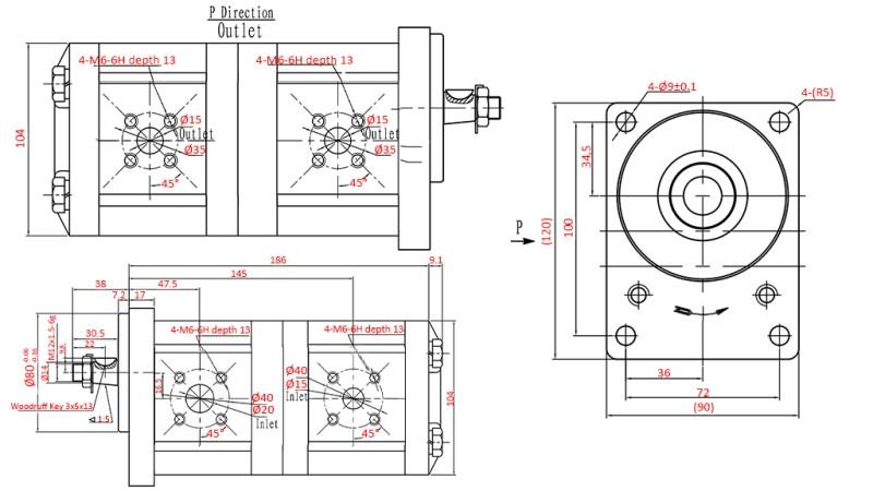 HIDRAULIČNA PUMPA TRAKTOR - 22A16X158/6.3X161 