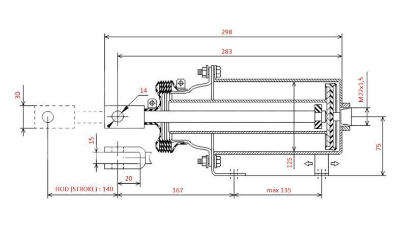 PNEUMATIKZYLINDER MIT MEMBRANE - 125 mm