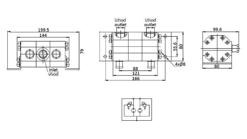 IDRAULICO INGRANAGGI DIVISORE DI FLUSSO  2/1 (9,5-18,9lit - max.240bar) 4,2cc/SEG