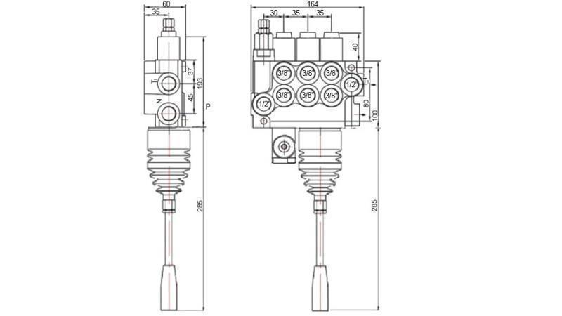 HYDRAULIKVENTIL 3xP40 + JOYSTICK