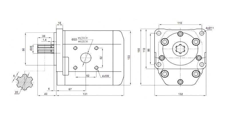 HYDRAULIC PUMP NSZ 32 - 6 TEETH 32 CC LEFT