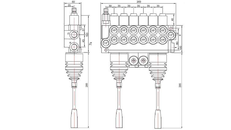 HID. VENTIL 6xP40 + 2x JOYSTIC