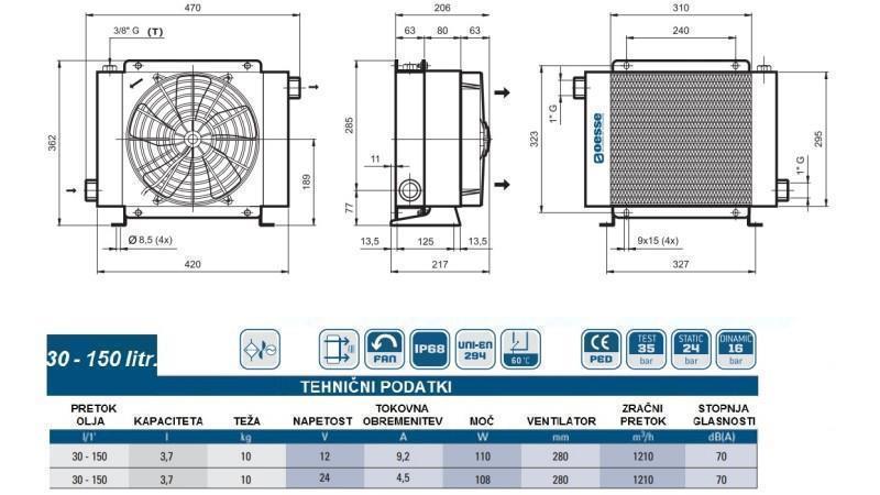 CHŁODNICA OLEJU DC 12V HY02402 30-150 LIT