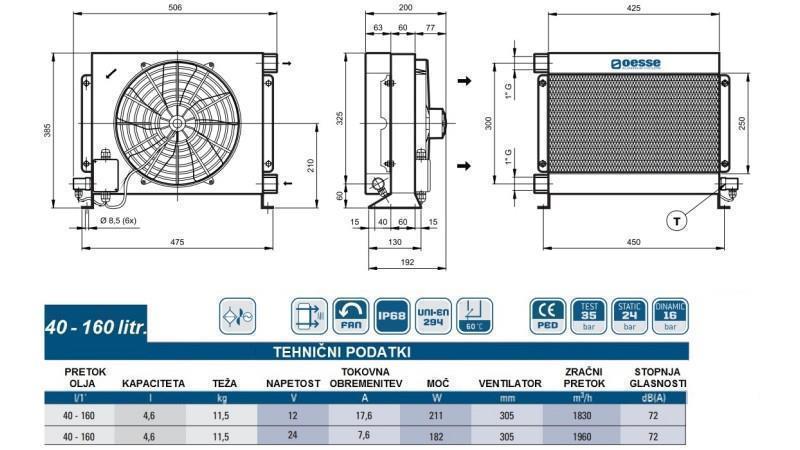 OIL HEAT EXCHANGER DC 12V HY03802 40-160 LIT