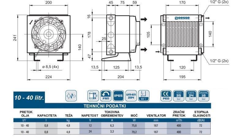 OIL HEAT EXCHANGER DC 24V HY01004 10-40 LIT