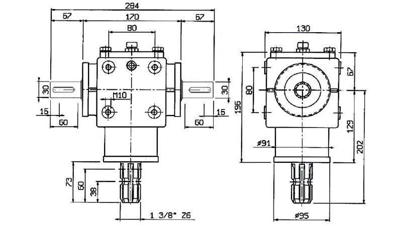 RIDUTTORE D'ANGOLO PTO-R20T 1:2 (25HP-18kW)