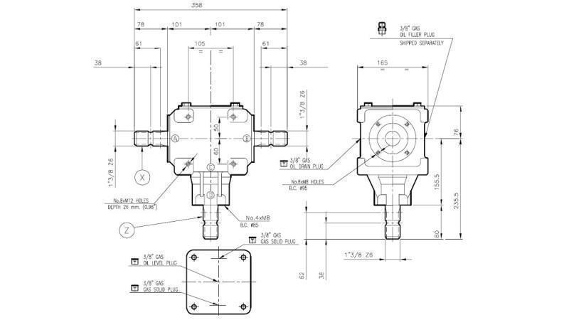 WINKELGETRIEBE T-27J 1:1 (55PS-40,4kW)