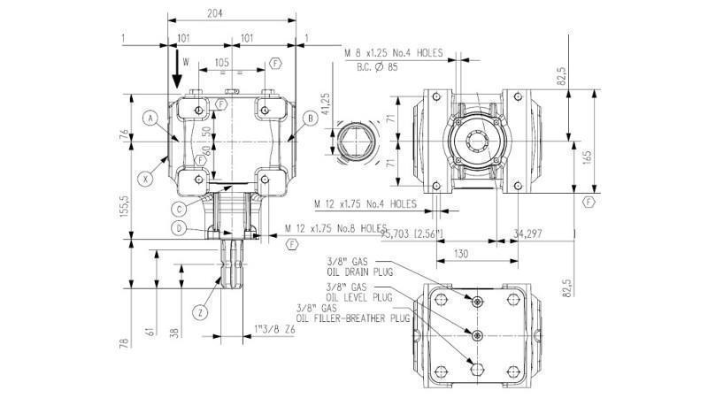 RIDUTTORE D'ANGOLO TB-27J 1,46:1 (40HP-29,4kW)