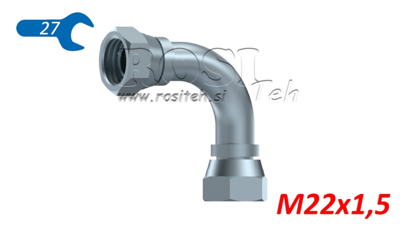 GOMITO IDRAULICO 90° FEMMINA-FEMMINA M22X1.5