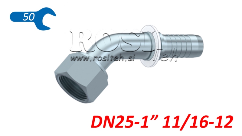HYDRAULIC FITTING DKORFS FEMALE ELBOW 45° DN25-1 11/16-12